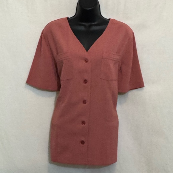 A-82 Alfred Dunner PLUS SIZE 14 Pink Short Sleeve Button Down Blouse - Picture 1 of 16